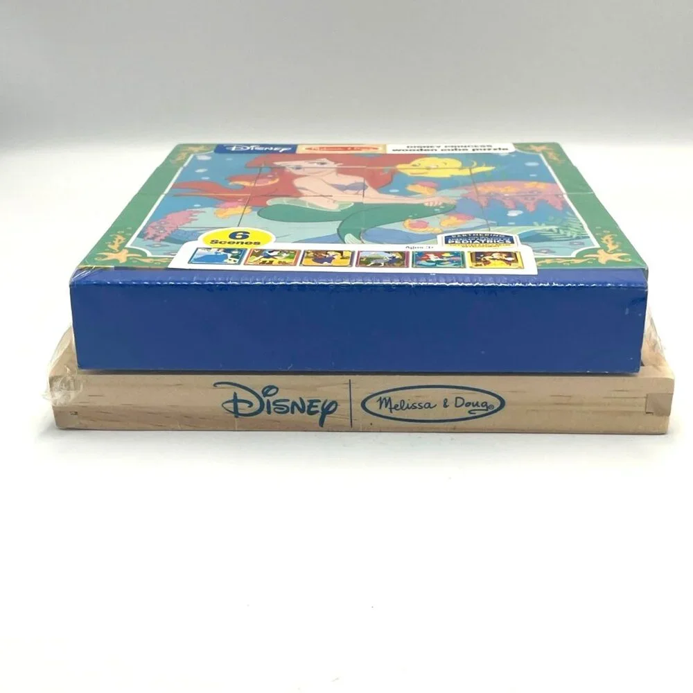Disney Princess X Melissa‎ & Doug Wooden Cube Puzzle 6 Scenes Ariel Cinderella